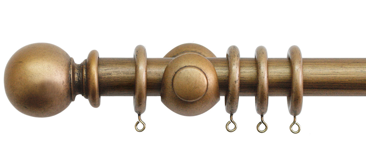 Jones Cathedral Plain Ball 30mm Wooden Curtain Pole - Fendow