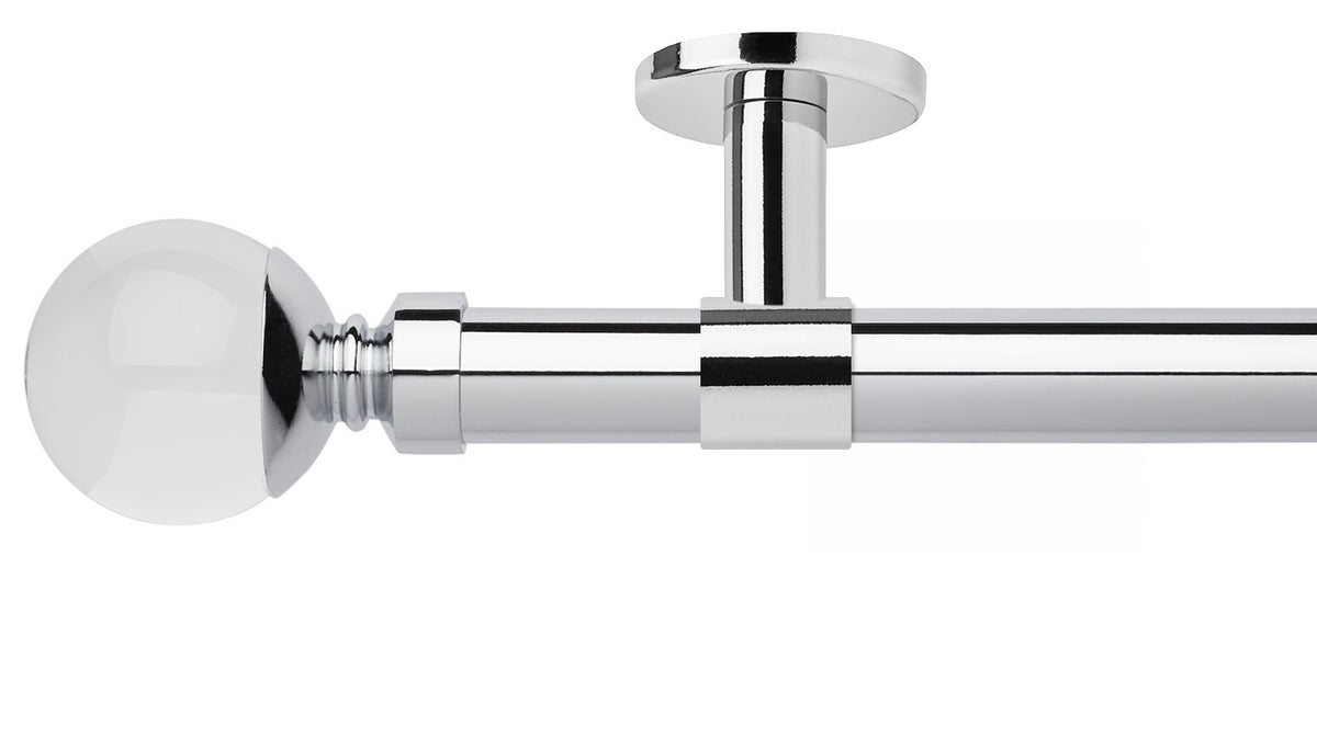 Rolls Neo Clear Ball 28mm Metal Curtain Pole - Fendow