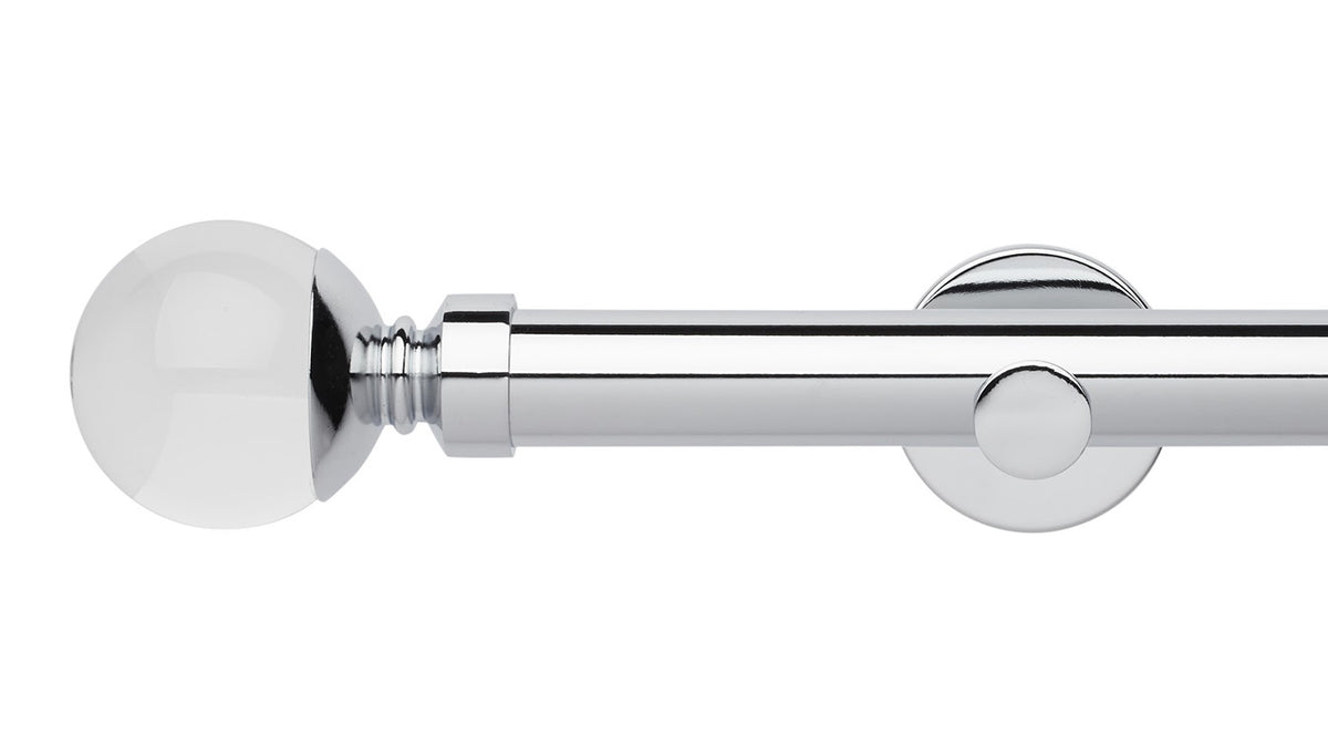 Rolls Neo Clear Ball 28mm Metal Curtain Pole - Fendow