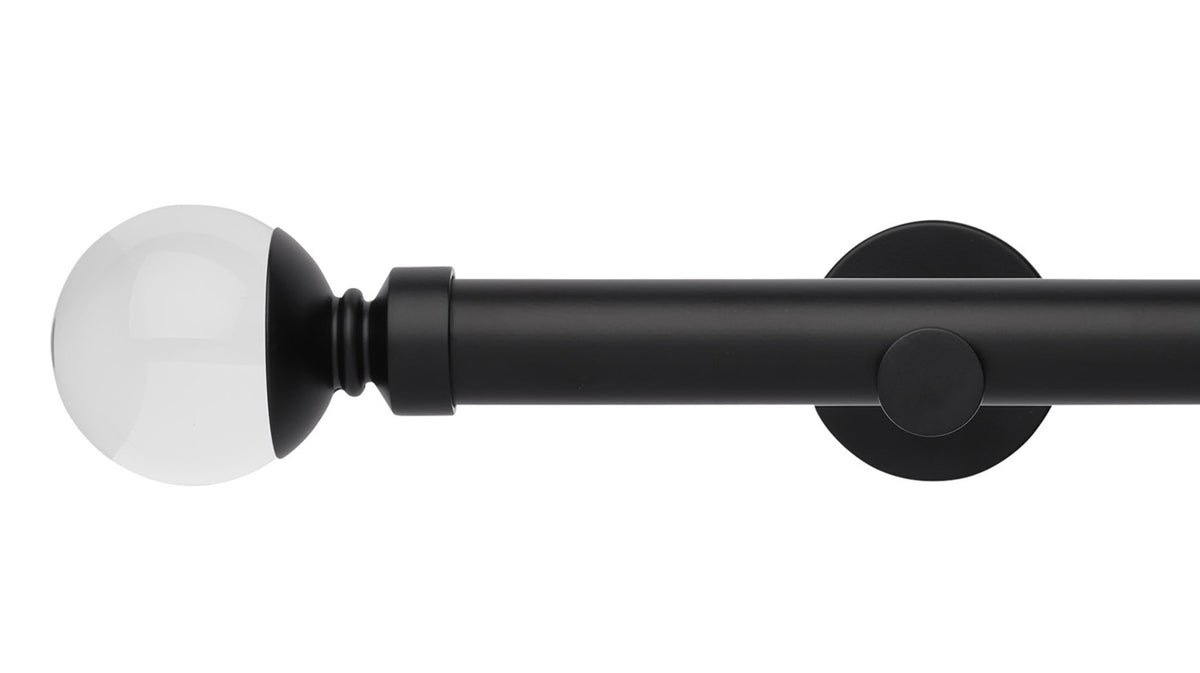 Rolls Neo Clear Ball 28mm Metal Curtain Pole - Fendow