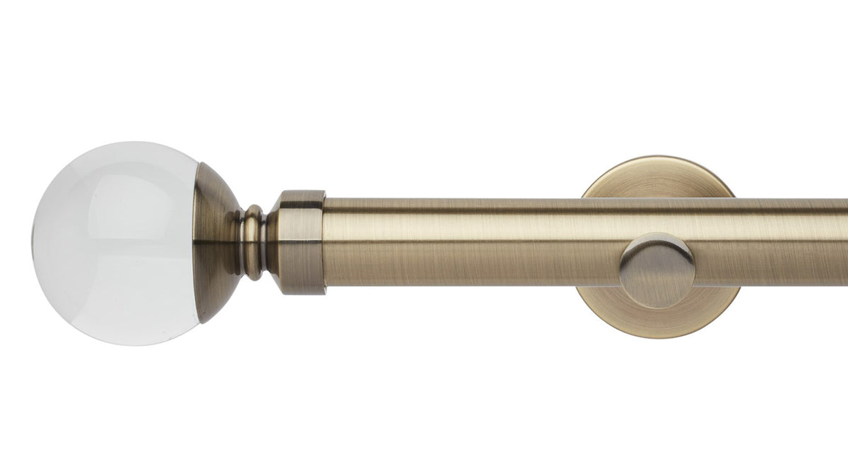 Rolls Neo Clear Ball 28mm Metal Curtain Pole - Fendow