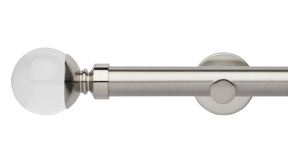 Rolls Neo Clear Ball 28mm Metal Curtain Pole - Fendow