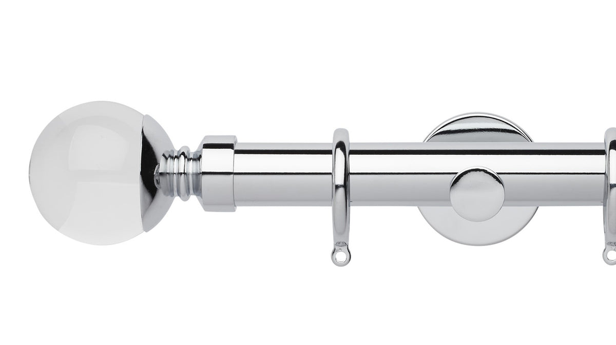 Rolls Neo Clear Ball 28mm Metal Curtain Pole - Fendow