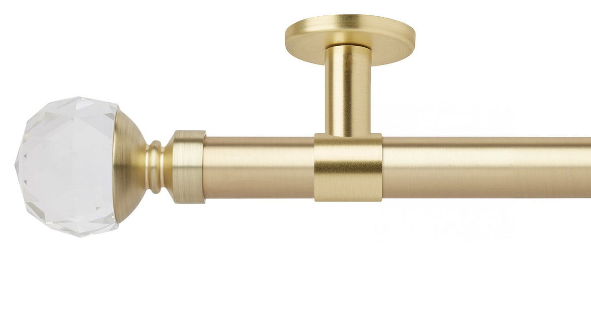 Rolls Neo Clear Faceted Ball 28mm Metal Curtain Pole - Fendow