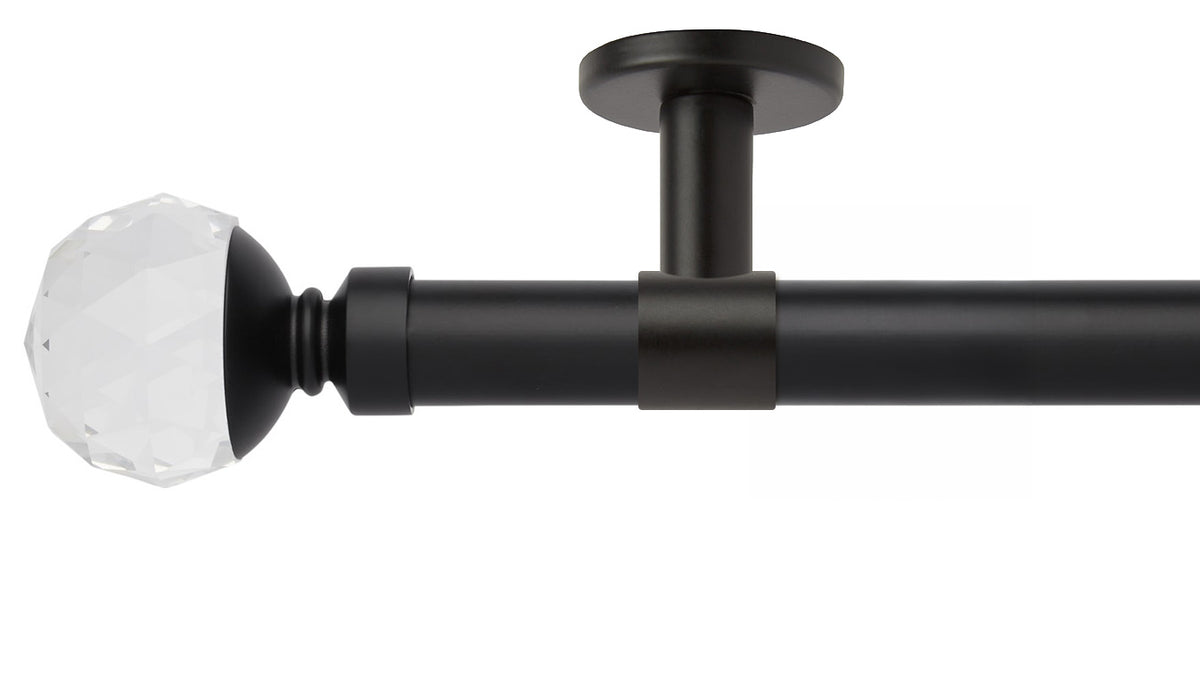 Rolls Neo Clear Faceted Ball 28mm Metal Curtain Pole - Fendow