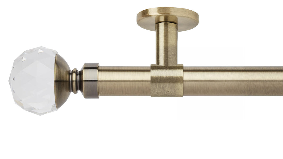 Rolls Neo Clear Faceted Ball 28mm Metal Curtain Pole - Fendow