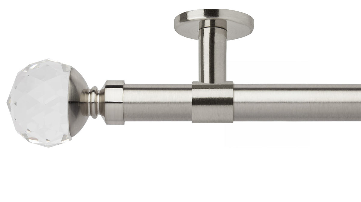 Rolls Neo Clear Faceted Ball 28mm Metal Curtain Pole - Fendow