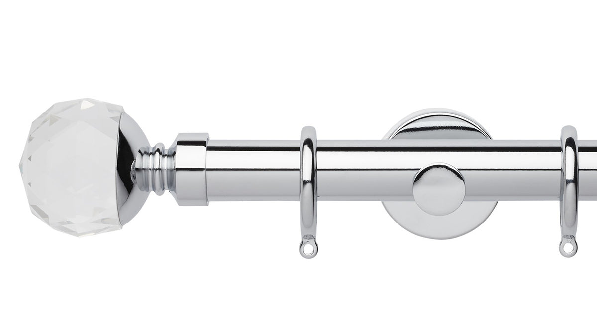 Rolls Neo Clear Faceted Ball 28mm Metal Curtain Pole - Fendow