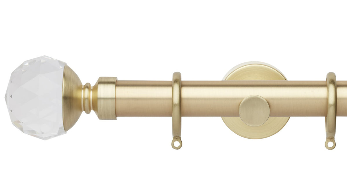 Rolls Neo Clear Faceted Ball 28mm Metal Curtain Pole - Fendow