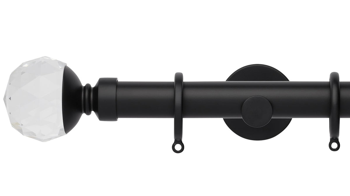 Rolls Neo Clear Faceted Ball 28mm Metal Curtain Pole - Fendow