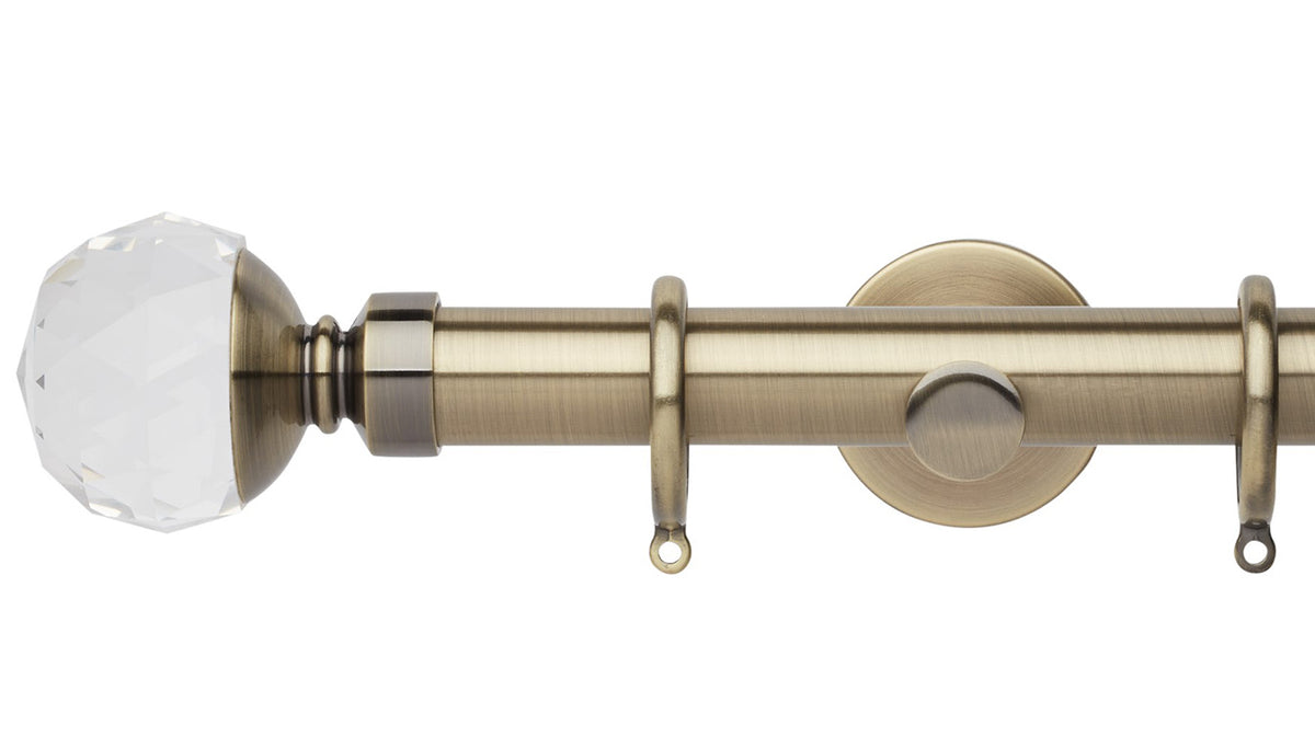 Rolls Neo Clear Faceted Ball 28mm Metal Curtain Pole - Fendow