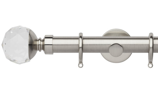 Rolls Neo Clear Faceted Ball 28mm Metal Curtain Pole - Fendow