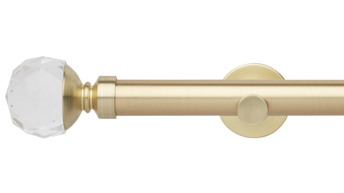Rolls Neo Clear Faceted Ball 28mm Metal Curtain Pole - Fendow