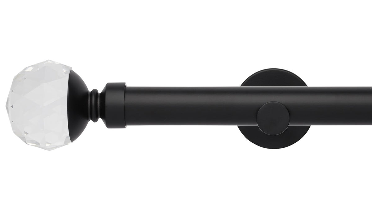 Rolls Neo Clear Faceted Ball 28mm Metal Curtain Pole - Fendow