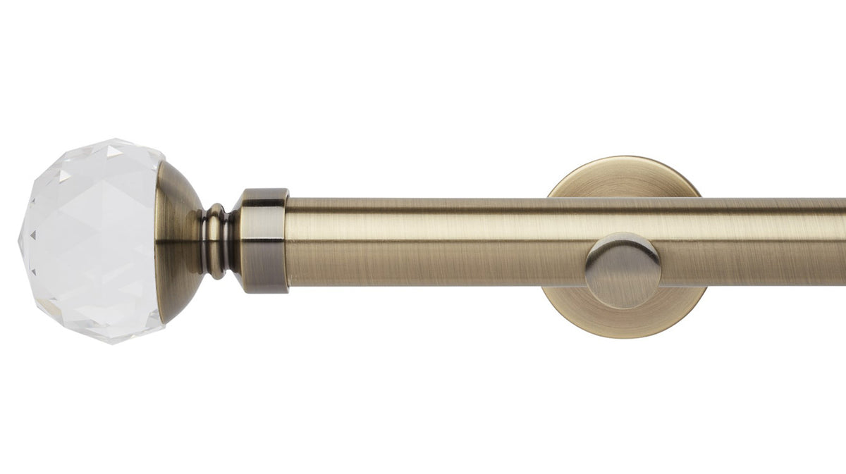 Rolls Neo Clear Faceted Ball 28mm Metal Curtain Pole - Fendow