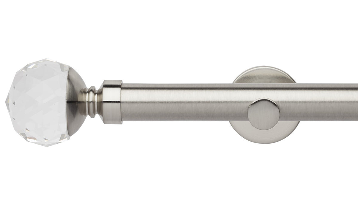 Rolls Neo Clear Faceted Ball 28mm Metal Curtain Pole - Fendow