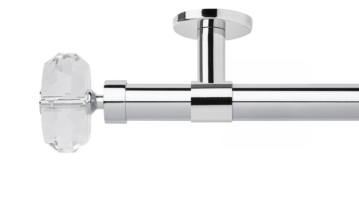 Rolls Neo Clear Faceted Ellipse 28mm Metal Curtain Pole