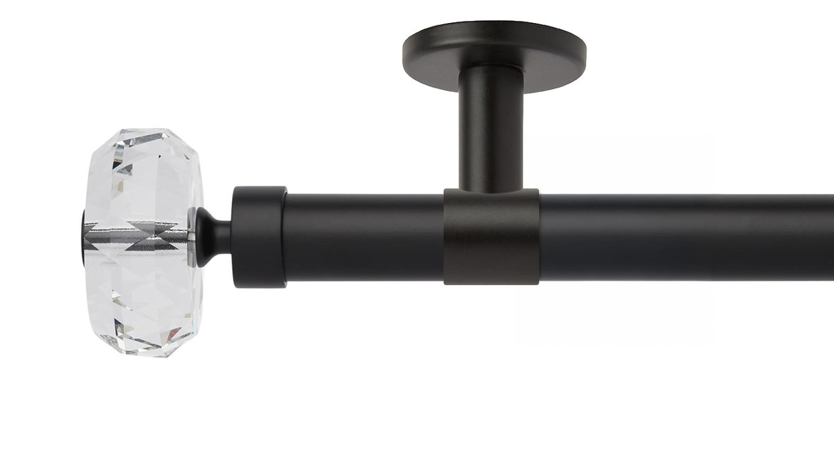 Rolls Neo Clear Faceted Ellipse 28mm Metal Curtain Pole