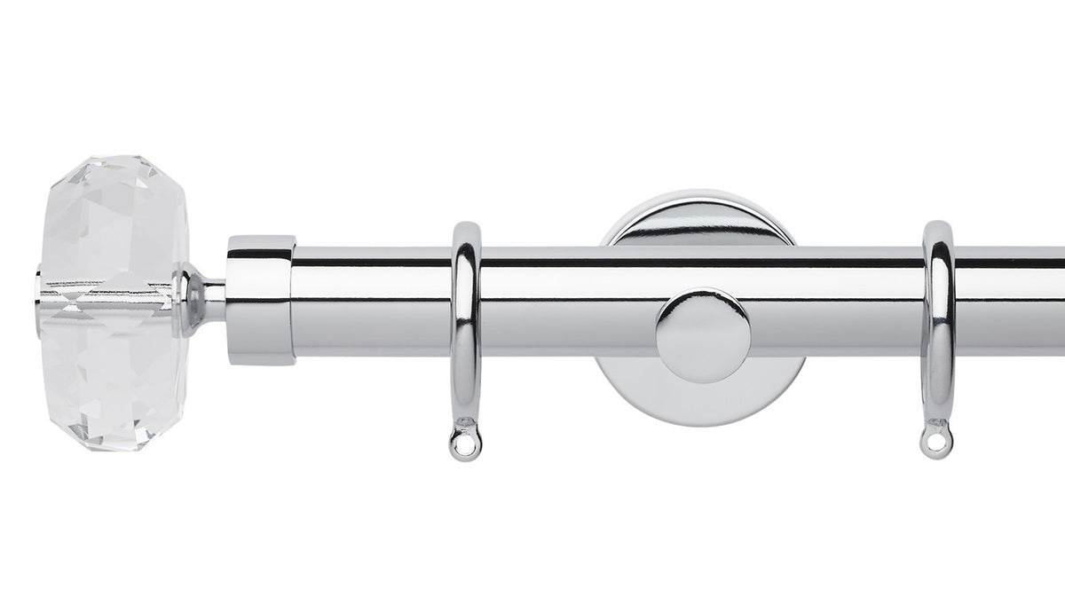 Rolls Neo Clear Faceted Ellipse 28mm Metal Curtain Pole