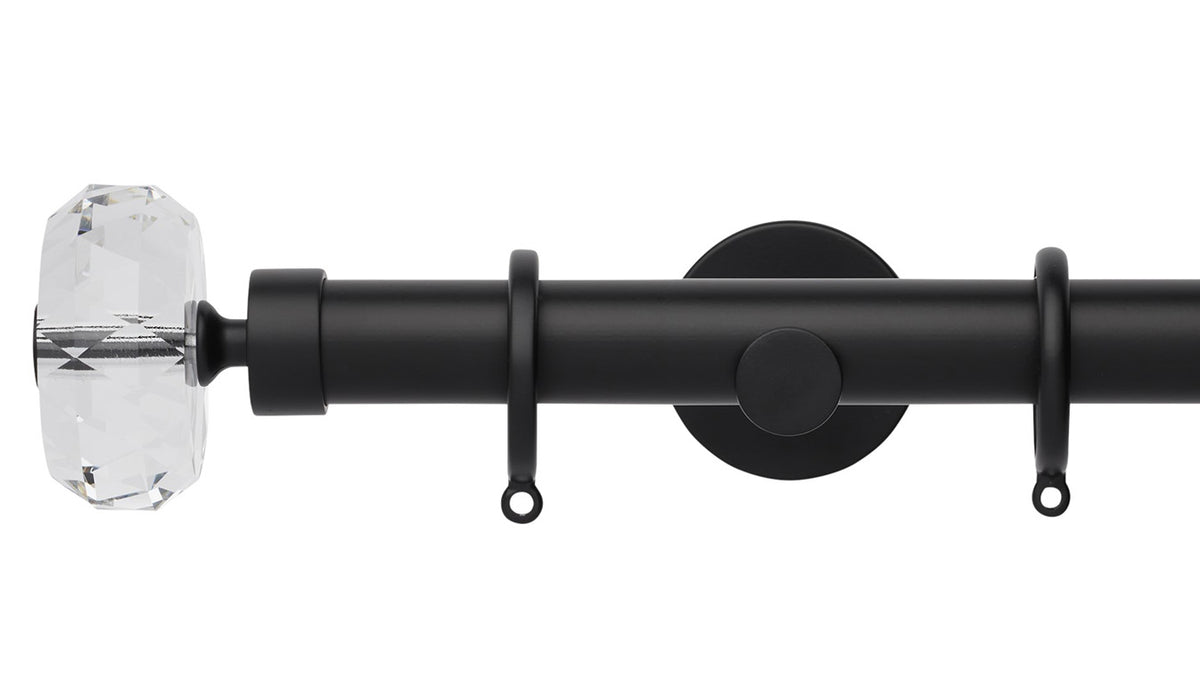 Rolls Neo Clear Faceted Ellipse 28mm Metal Curtain Pole