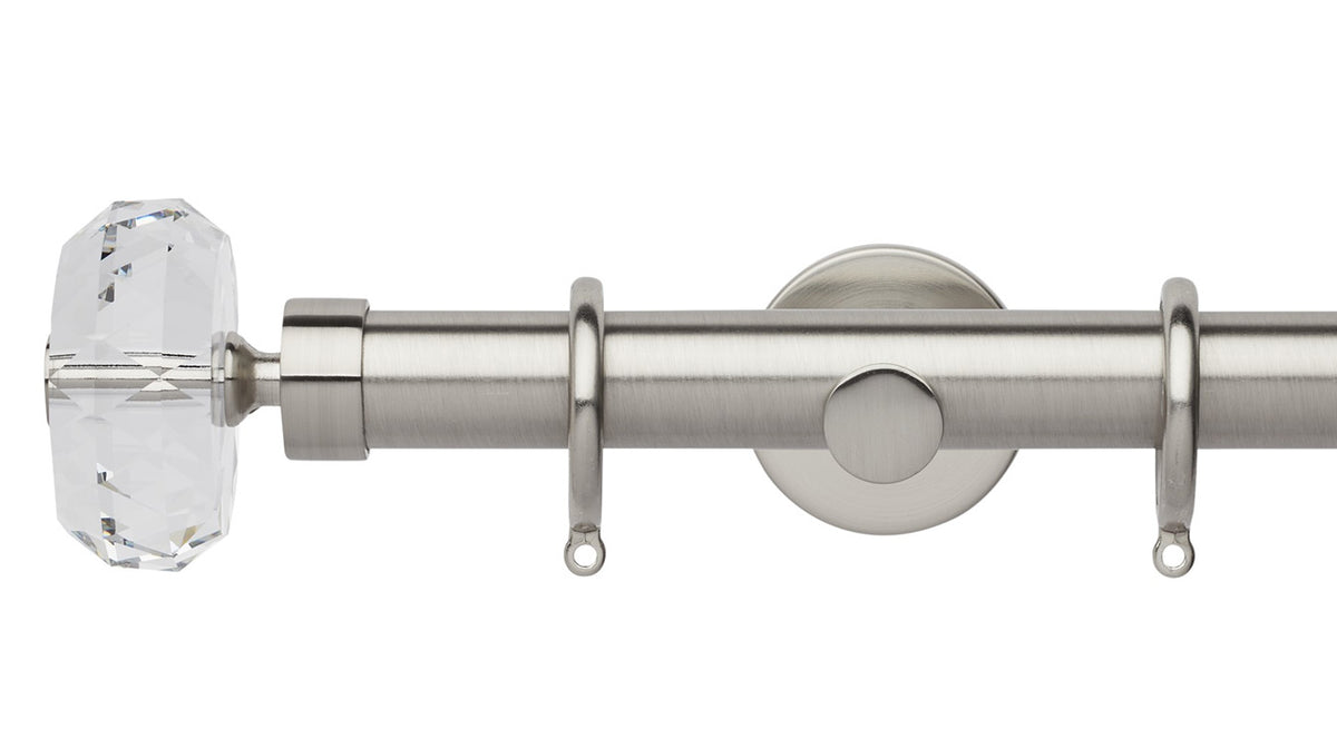 Rolls Neo Clear Faceted Ellipse 28mm Metal Curtain Pole