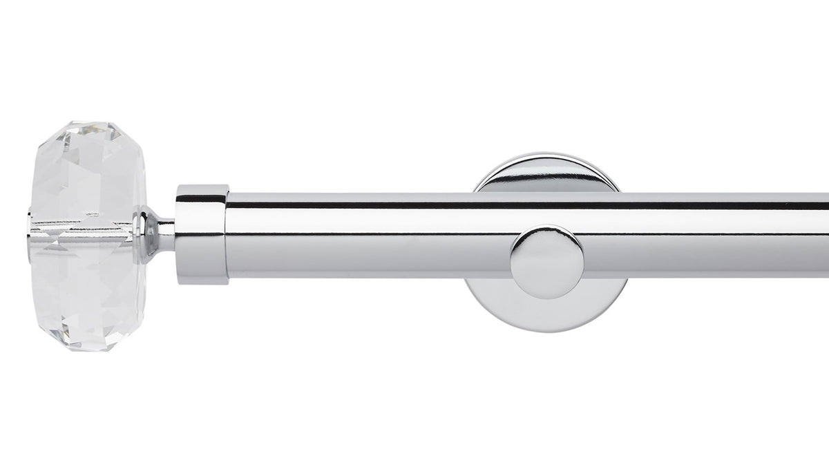 Rolls Neo Clear Faceted Ellipse 28mm Metal Curtain Pole