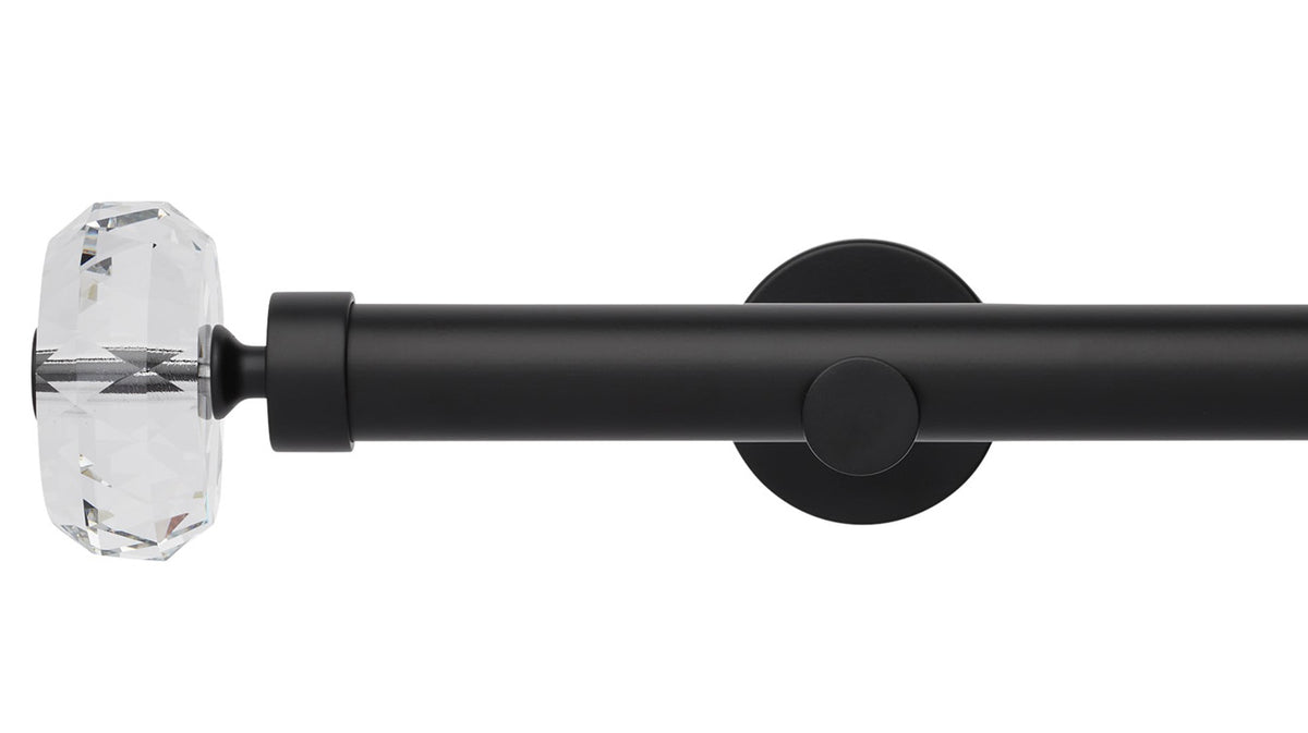 Rolls Neo Clear Faceted Ellipse 28mm Metal Curtain Pole