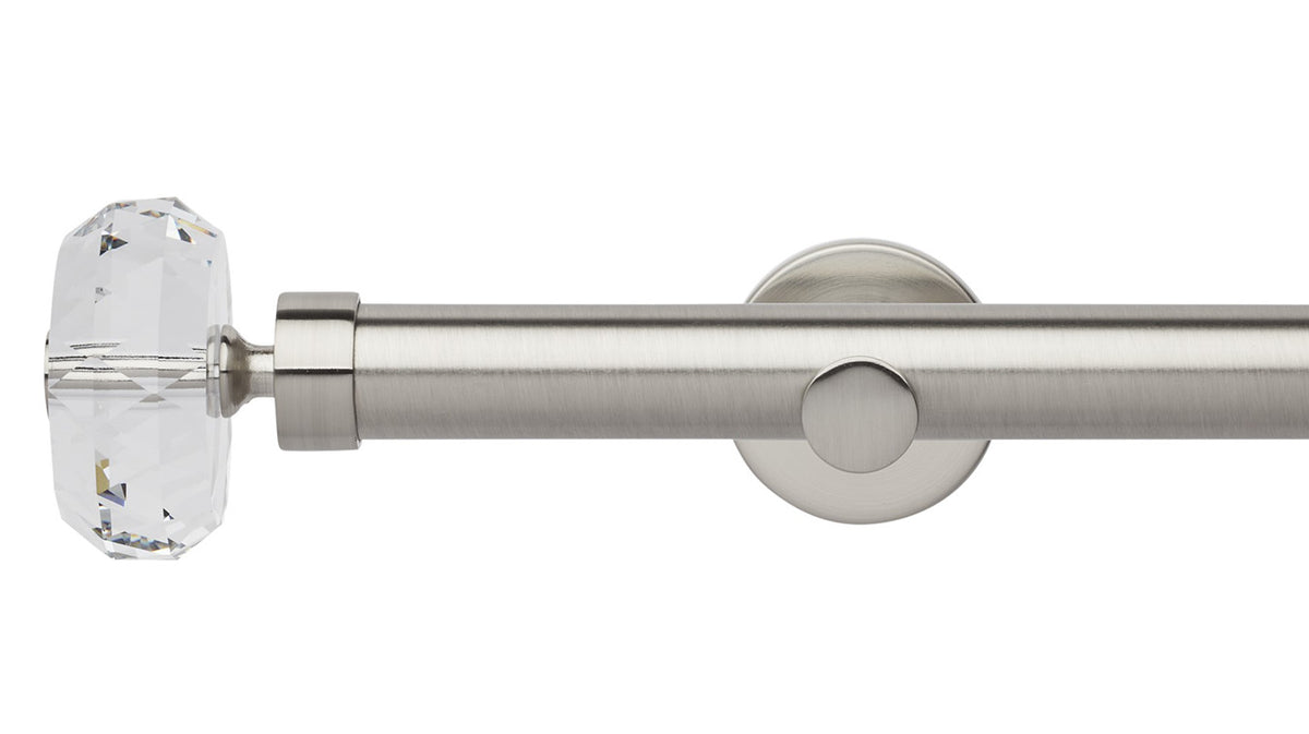Rolls Neo Clear Faceted Ellipse 28mm Metal Curtain Pole