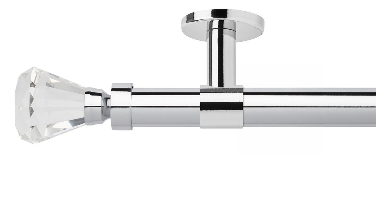 Rolls Neo Clear Faceted Trumpet 28mm Metal Curtain Pole
