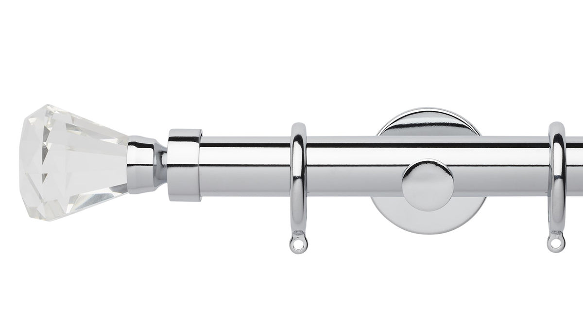 Rolls Neo Clear Faceted Trumpet 28mm Metal Curtain Pole