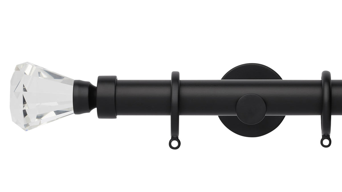 Rolls Neo Clear Faceted Trumpet 28mm Metal Curtain Pole