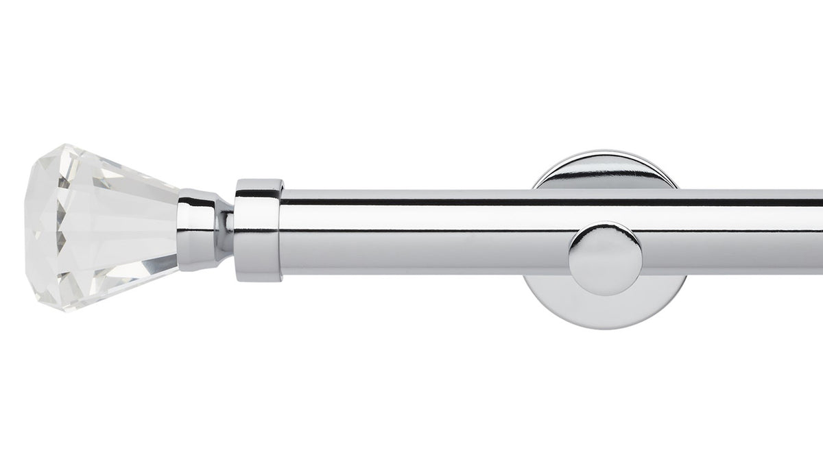 Rolls Neo Clear Faceted Trumpet 28mm Metal Curtain Pole