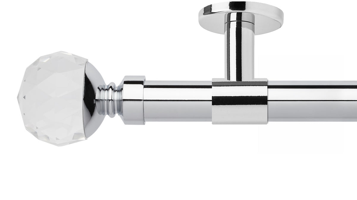 Rolls Neo Clear Faceted Ball 35mm Metal Curtain Pole - Fendow