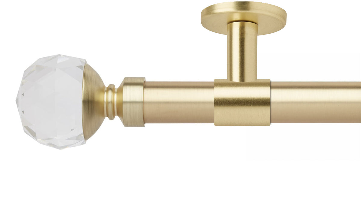 Rolls Neo Clear Faceted Ball 35mm Metal Curtain Pole - Fendow