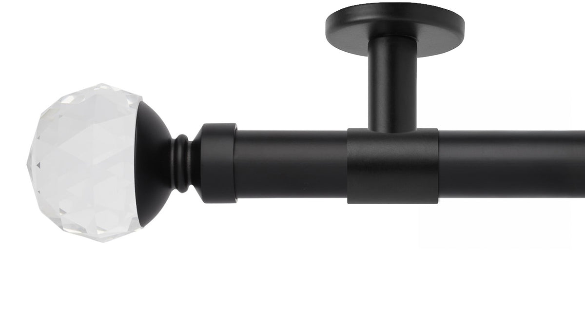 Rolls Neo Clear Faceted Ball 35mm Metal Curtain Pole - Fendow