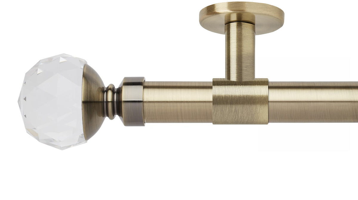 Rolls Neo Clear Faceted Ball 35mm Metal Curtain Pole - Fendow