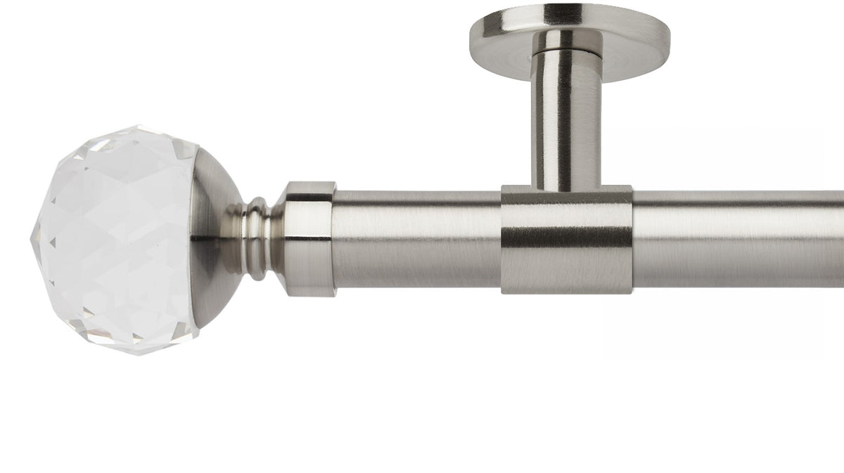 Rolls Neo Clear Faceted Ball 35mm Metal Curtain Pole - Fendow