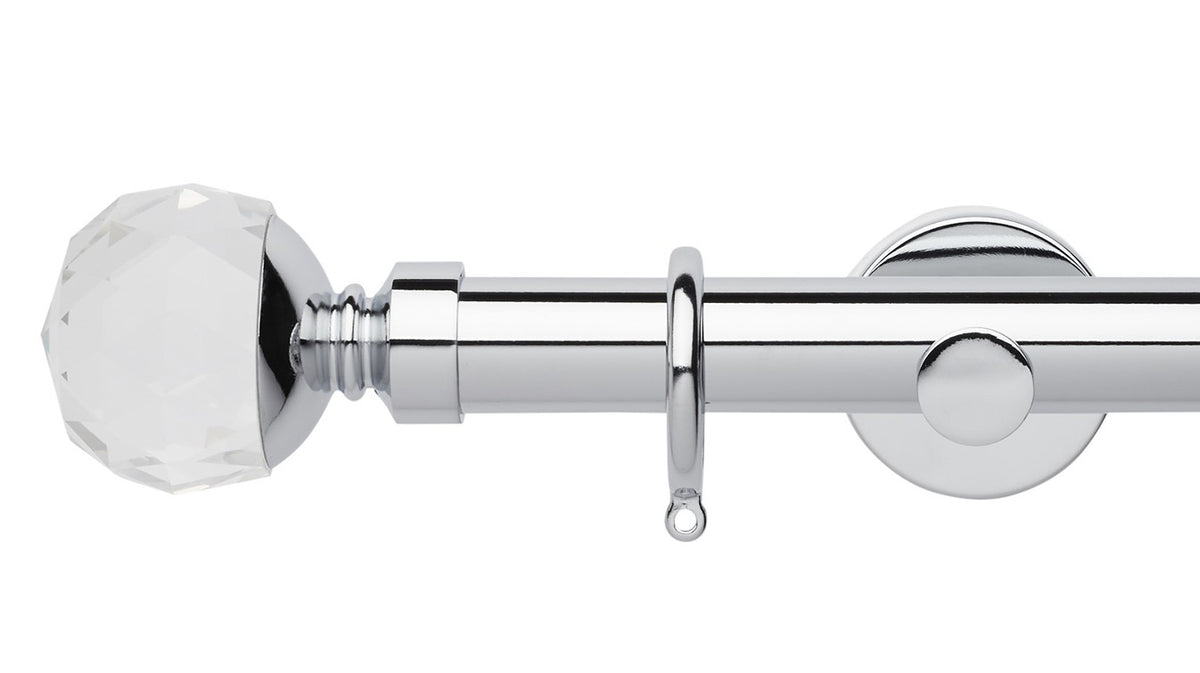 Rolls Neo Clear Faceted Ball 35mm Metal Curtain Pole - Fendow