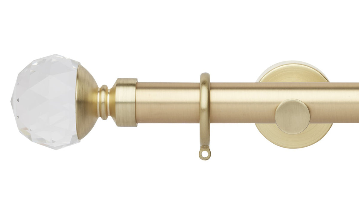 Rolls Neo Clear Faceted Ball 35mm Metal Curtain Pole - Fendow