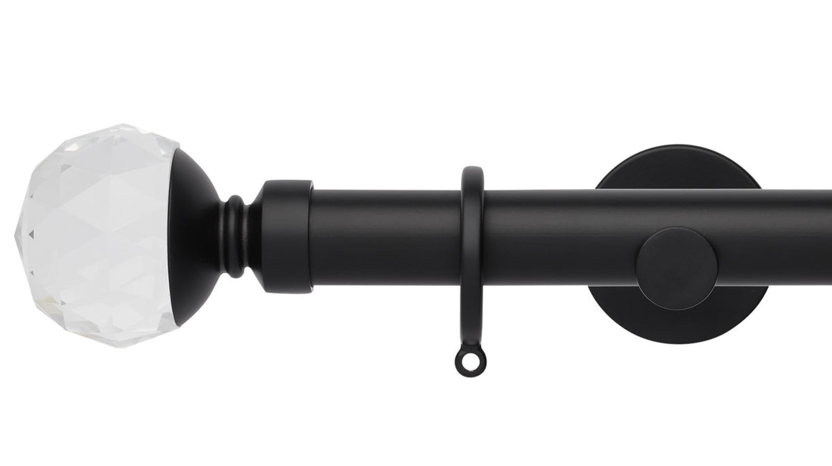 Rolls Neo Clear Faceted Ball 35mm Metal Curtain Pole - Fendow