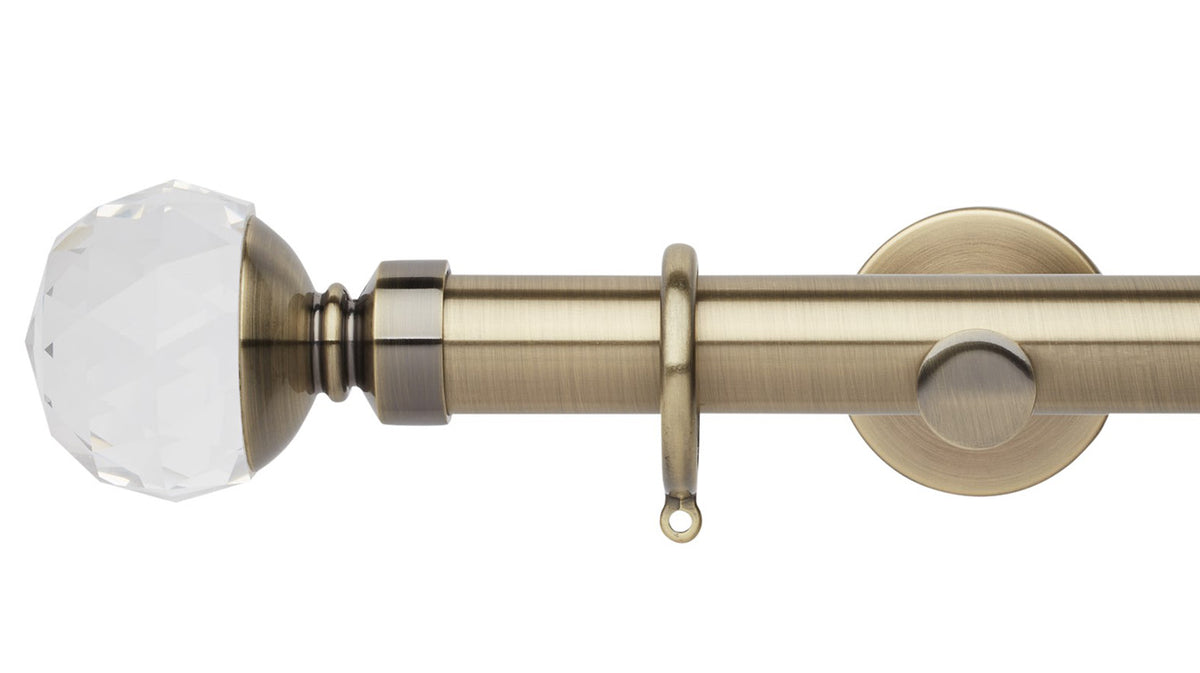 Rolls Neo Clear Faceted Ball 35mm Metal Curtain Pole - Fendow