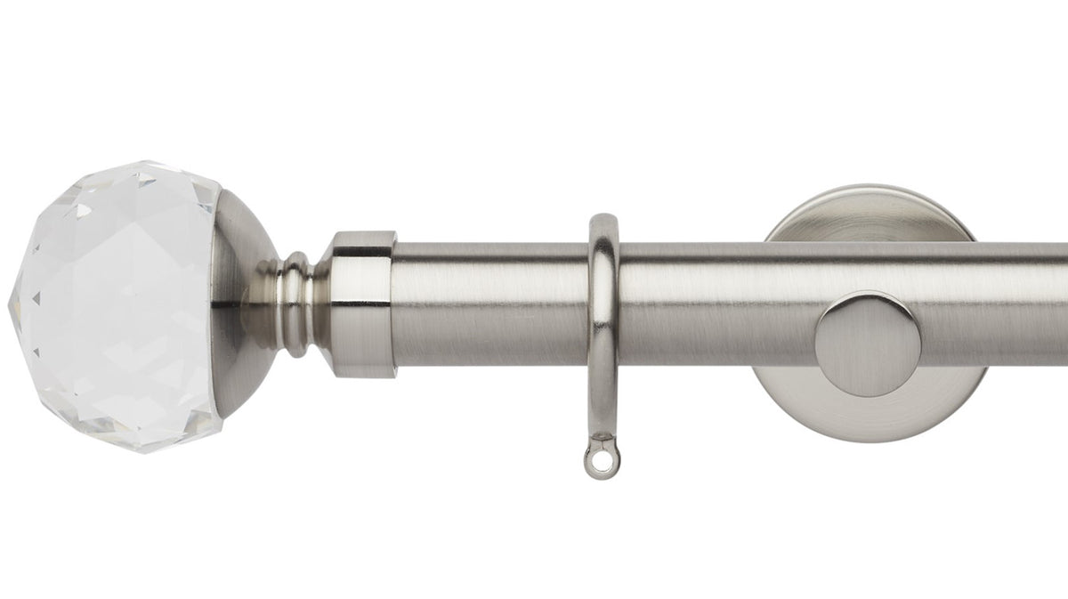 Rolls Neo Clear Faceted Ball 35mm Metal Curtain Pole - Fendow