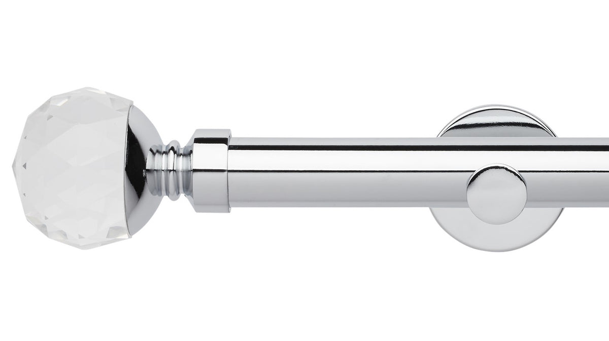 Rolls Neo Clear Faceted Ball 35mm Metal Curtain Pole - Fendow