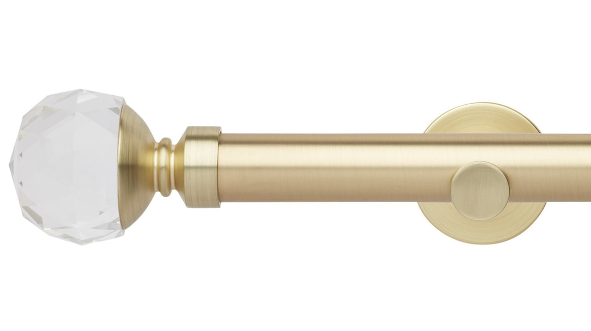 Rolls Neo Clear Faceted Ball 35mm Metal Curtain Pole - Fendow