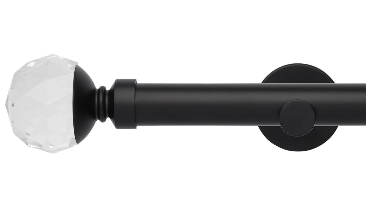 Rolls Neo Clear Faceted Ball 35mm Metal Curtain Pole - Fendow