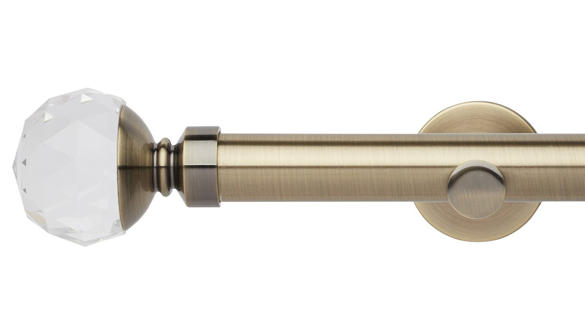 Rolls Neo Clear Faceted Ball 35mm Metal Curtain Pole - Fendow