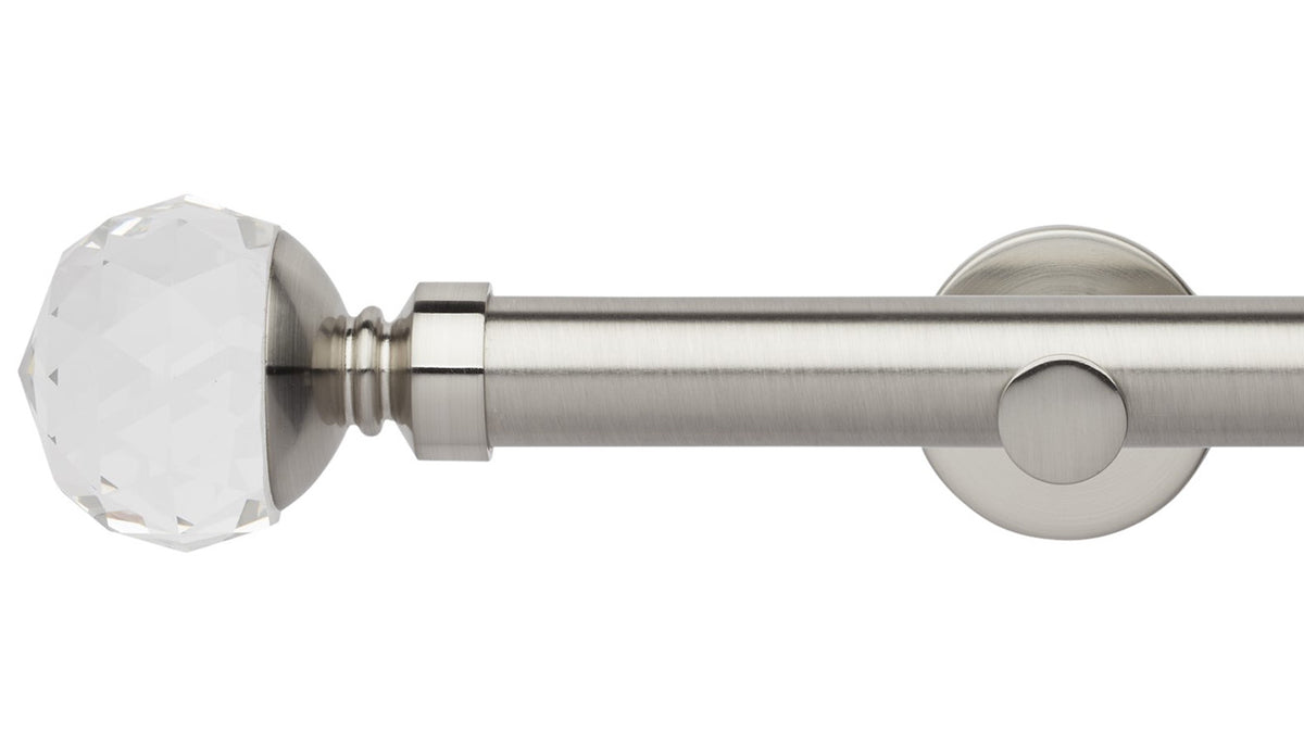 Rolls Neo Clear Faceted Ball 35mm Metal Curtain Pole - Fendow