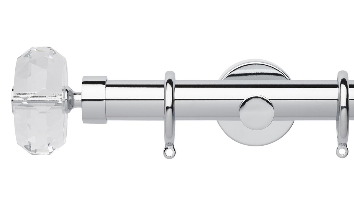 Rolls Neo Clear Faceted Ellipse 35mm Metal Curtain Pole