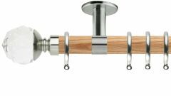 Neo Clear Faceted Ball 28mm Wooden Curtain Pole
