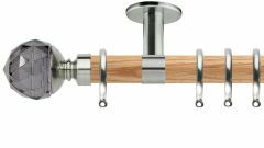Neo Smoke Grey Faceted Ball 28mm Wooden Curtain Pole